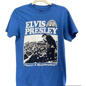 ELVIS BOYFRIEND "YOUR A HEARTBREAKER" SUN RECORDS TEE SZ S BLUE